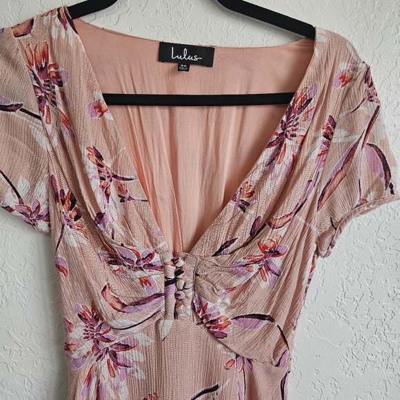 Lulus Flor-Ever Blush Pink Floral Print Skater Dress Size XS Barbiecore Mini - Picture 2 of 11